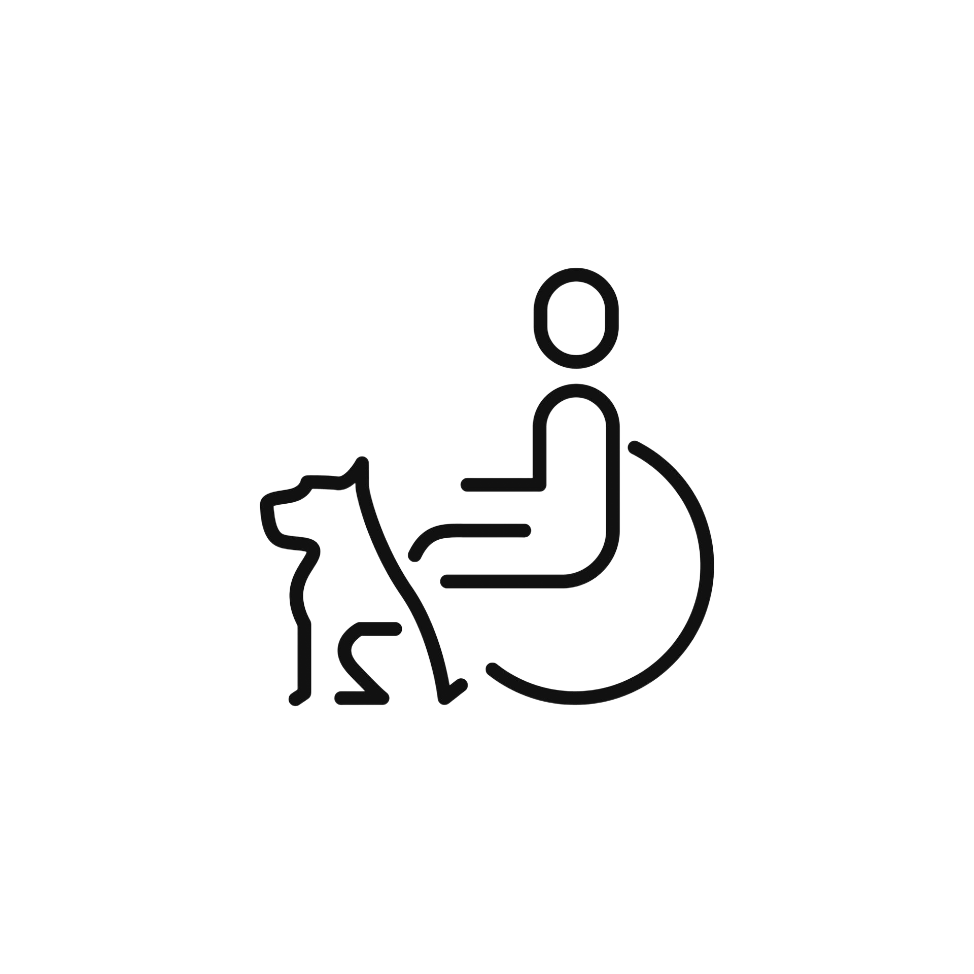 Person in wheelchair with service dog.