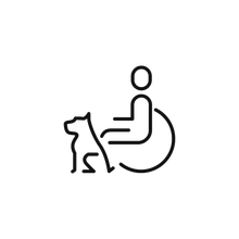 Person in wheelchair with service dog.