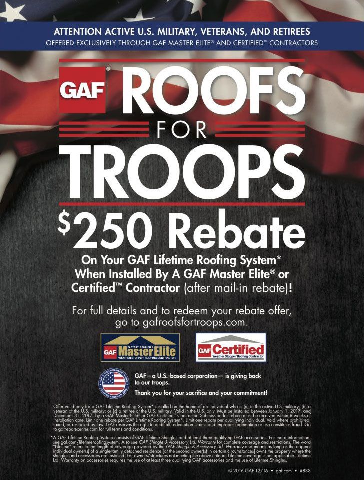 Roofs for Troops Rebate
