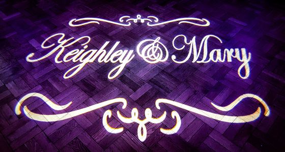 Keighley & Mary monogram on dancefloor