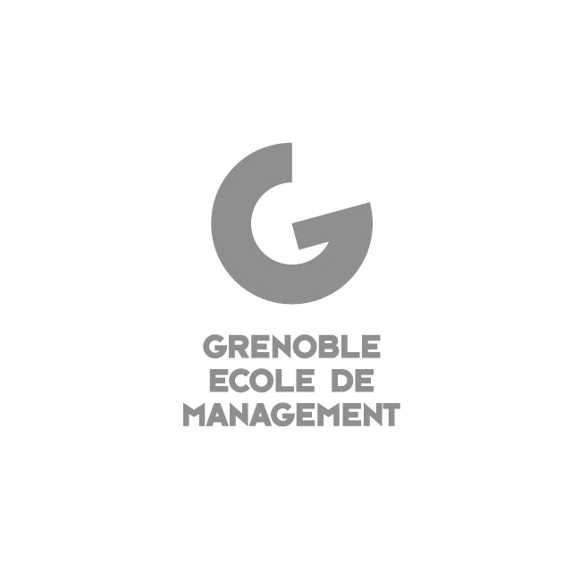 Un logo pour grenoble ecole de management avec un grand g sur fond blanc.