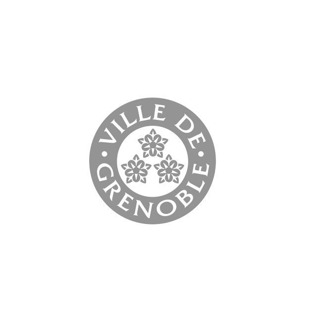 Un logo pour la ville de grenoble avec trois fleurs dans un cercle