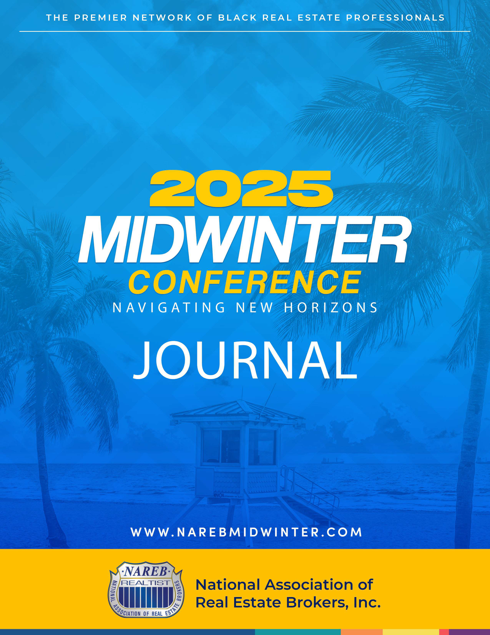 A blue poster for the 2025 midwinter conference journal
