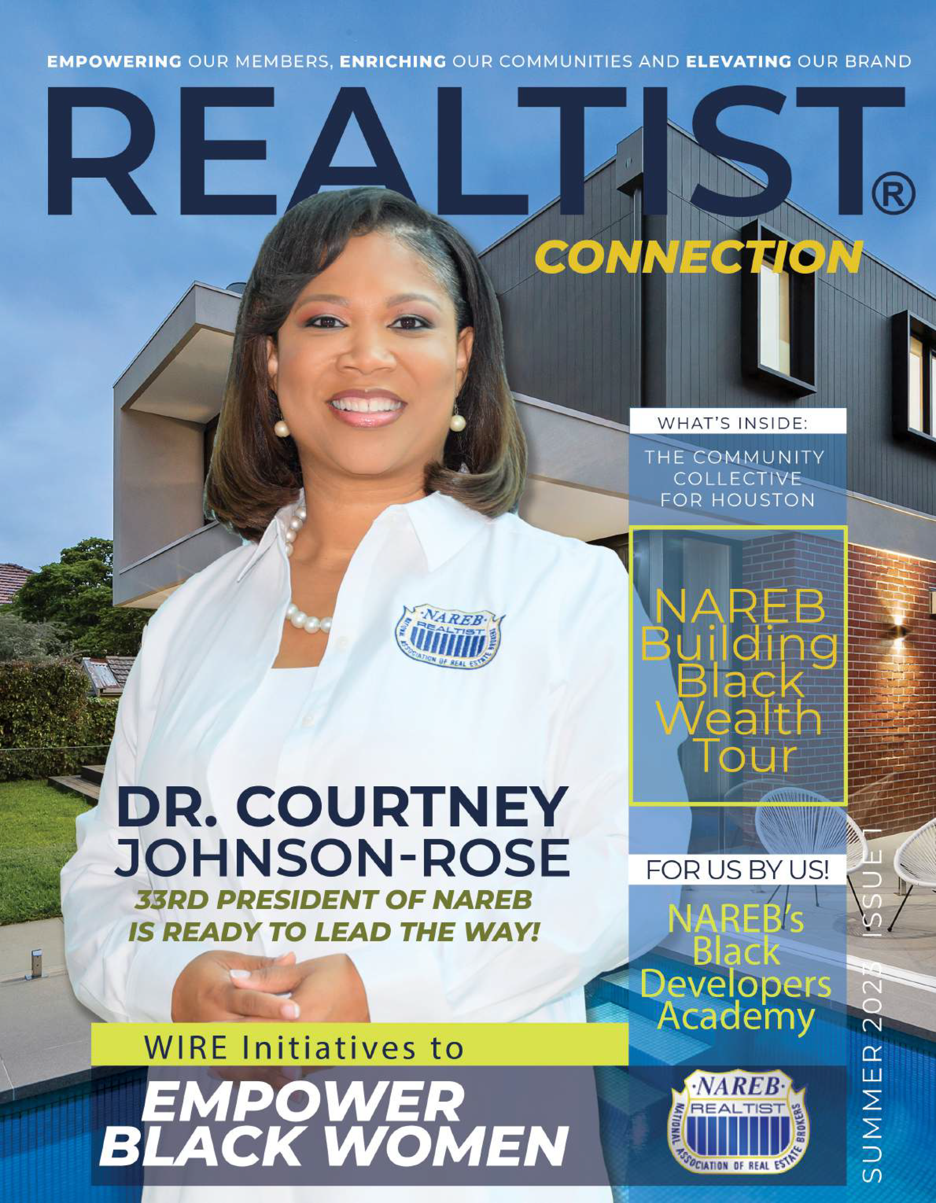A woman is on the cover of a real estate magazine