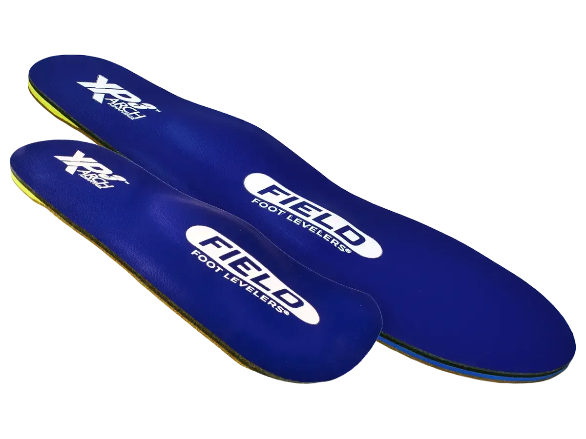 Blue and yellow shoe inserts with