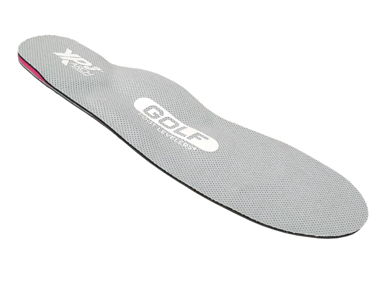 Gray and pink golf shoe insole with