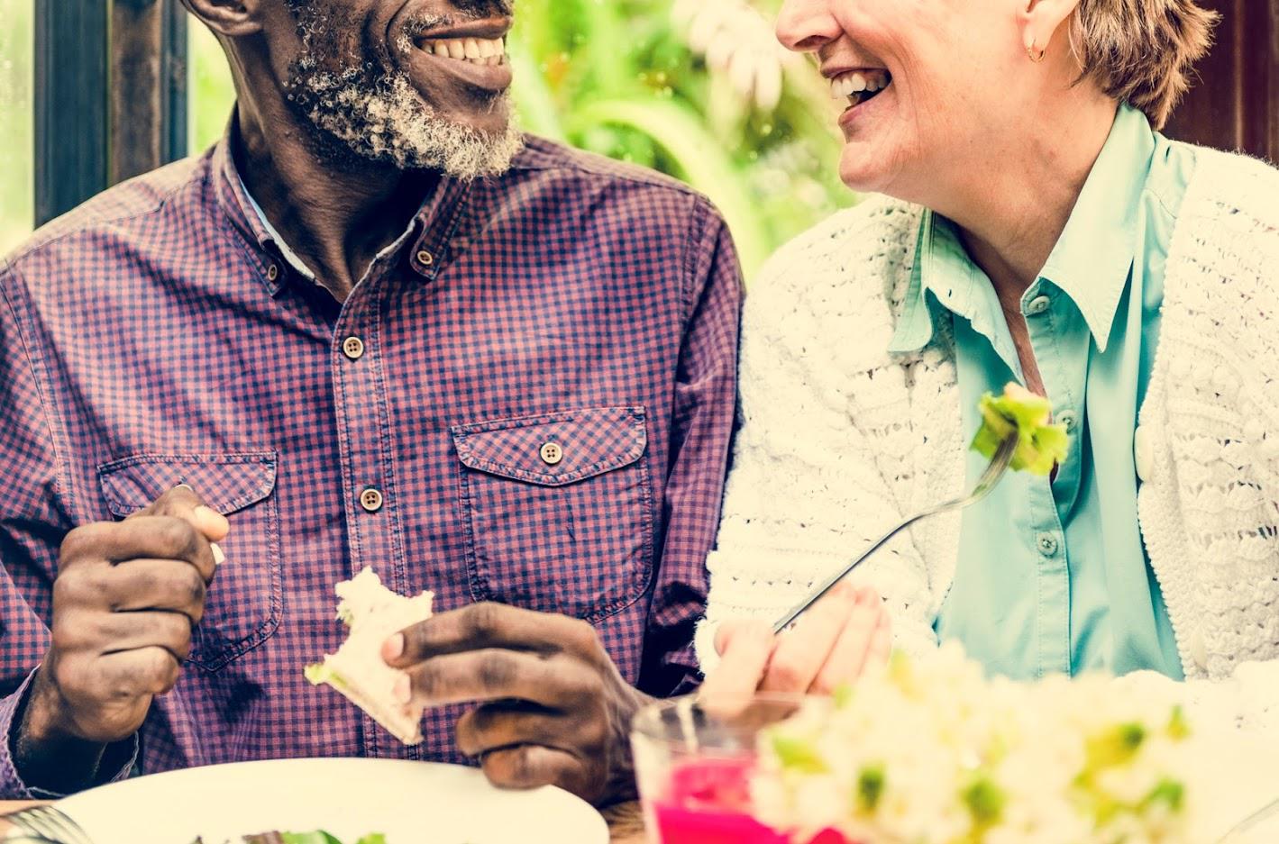 Two Old People Eating Food — Arden, NC — Cornerstone Residential Mortgage