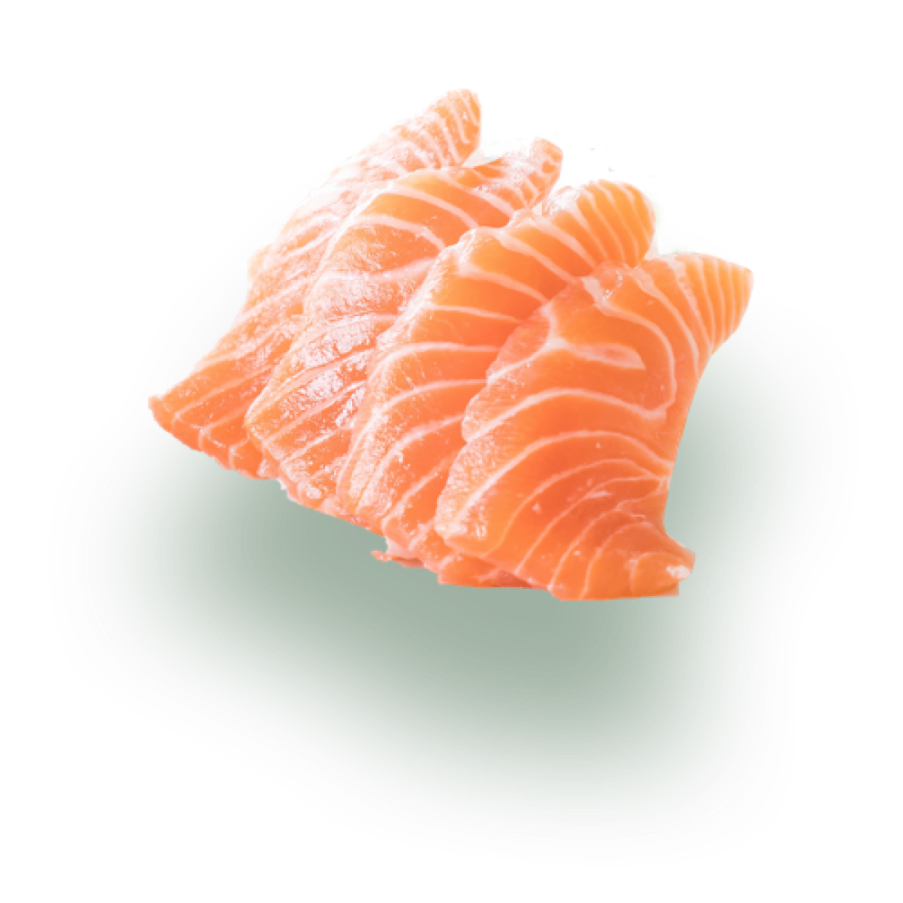 Een close-up van een stuk zalm op een witte achtergrond.