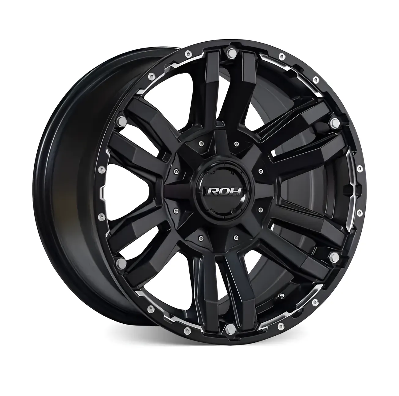 Black Alloy Wheel With Angular Spokes and Silver Bolt Accents — Innisfail Pro Motors in Innisfail, QLD