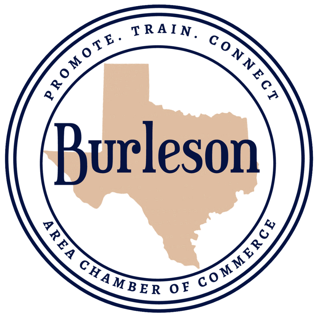 Burleson Area Chamber of Commerce logo: Texas outline with