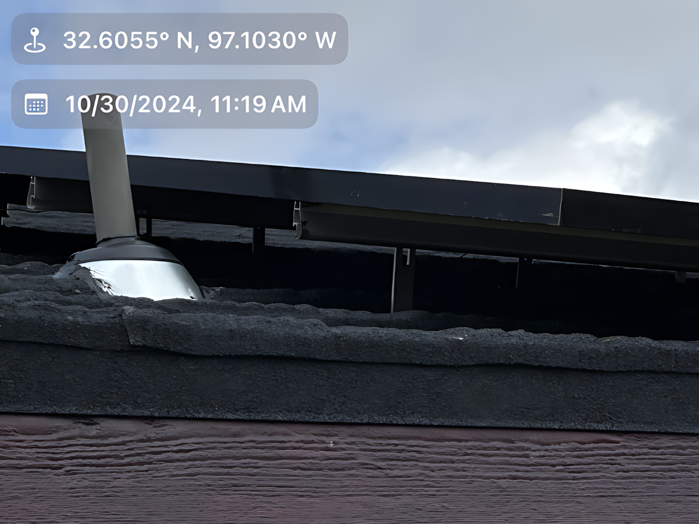 A picture of a roof taken on 10/30/2024 at 11:19 am
