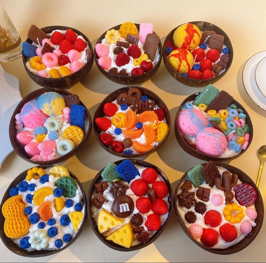 Three wick coconut bowl