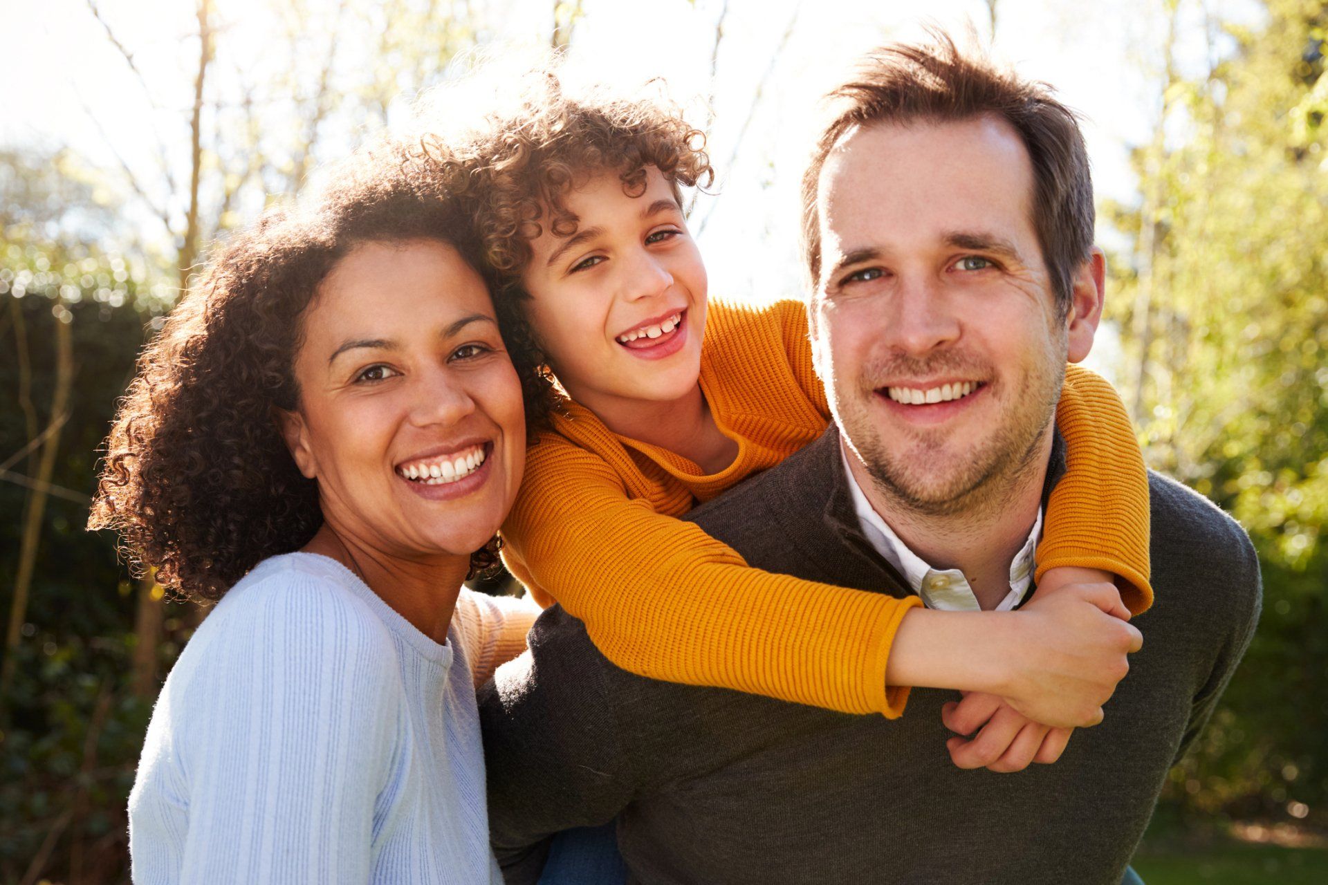 Interracial family enjoying time together and peace of mind