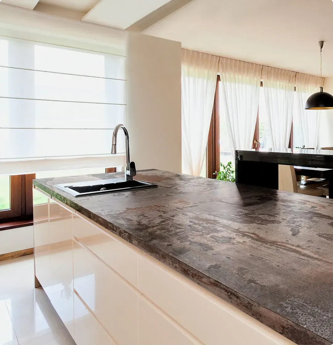 Dekton countertops in a bold, contemporary kitchen design.
