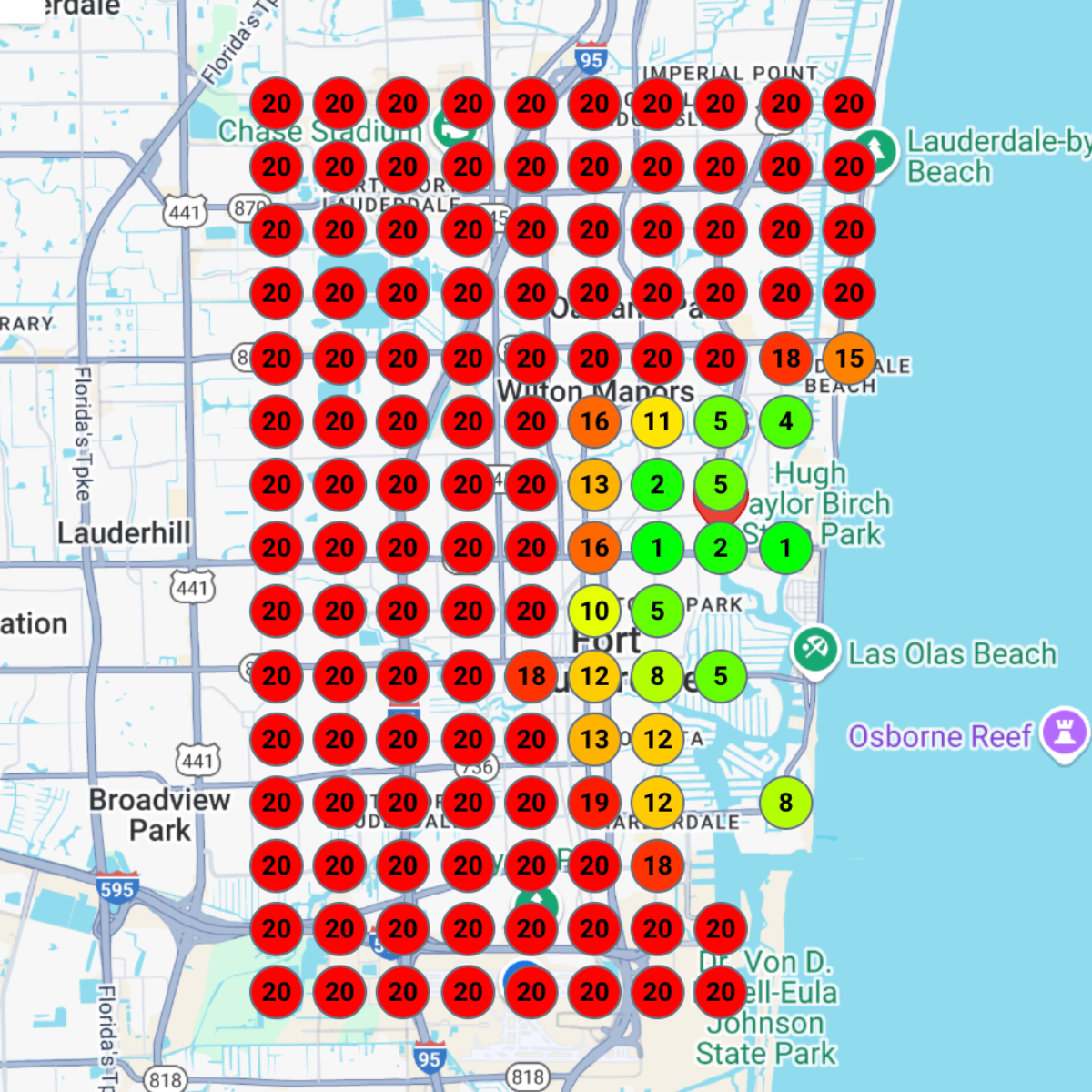 Before and after Campina Envios heatmap April 19th