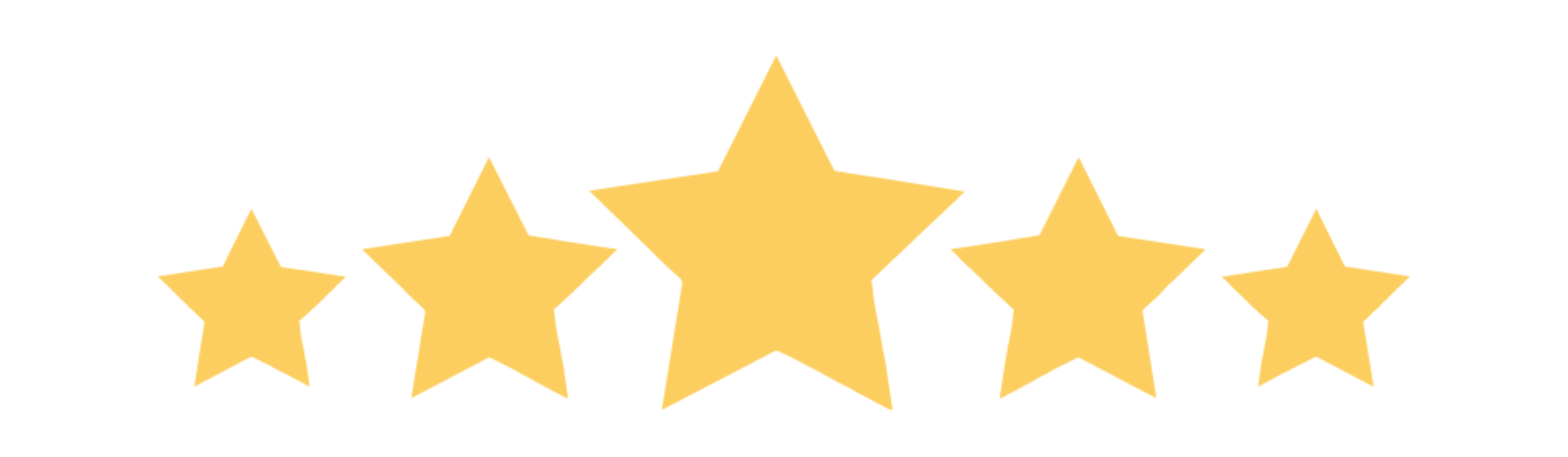 Five yellow stars in a row, rating icon.