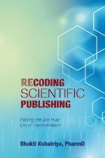 書籍封面：《Recoding Scientific Publishing》，背景為藍色和綠色，並帶有幾何形狀。