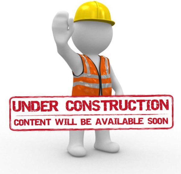 A 3d man wearing a hard hat is standing next to a sign that says under construction content will be available soon