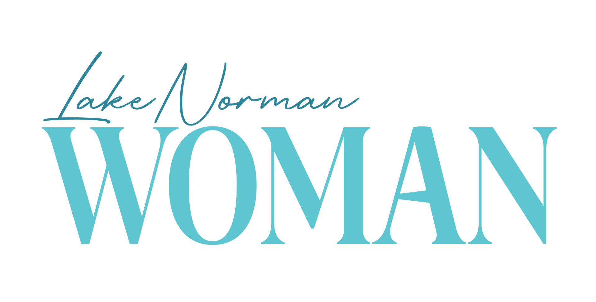 Lake Norman Woman logo, teal text with script 