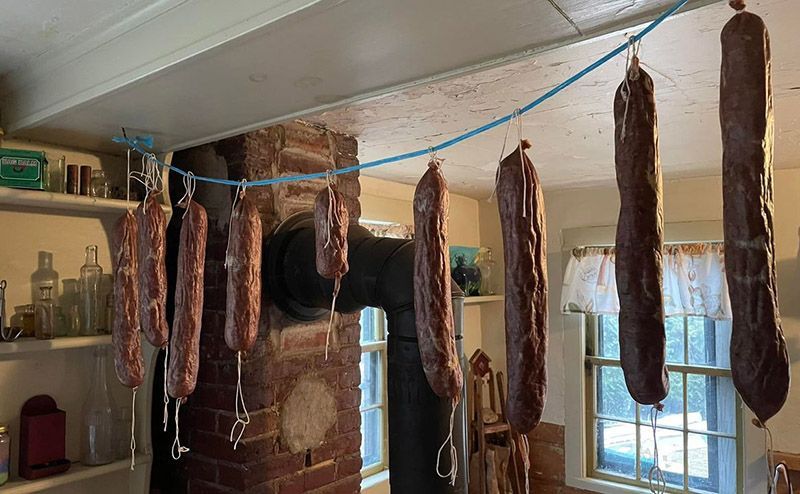 sausage hanging to dry