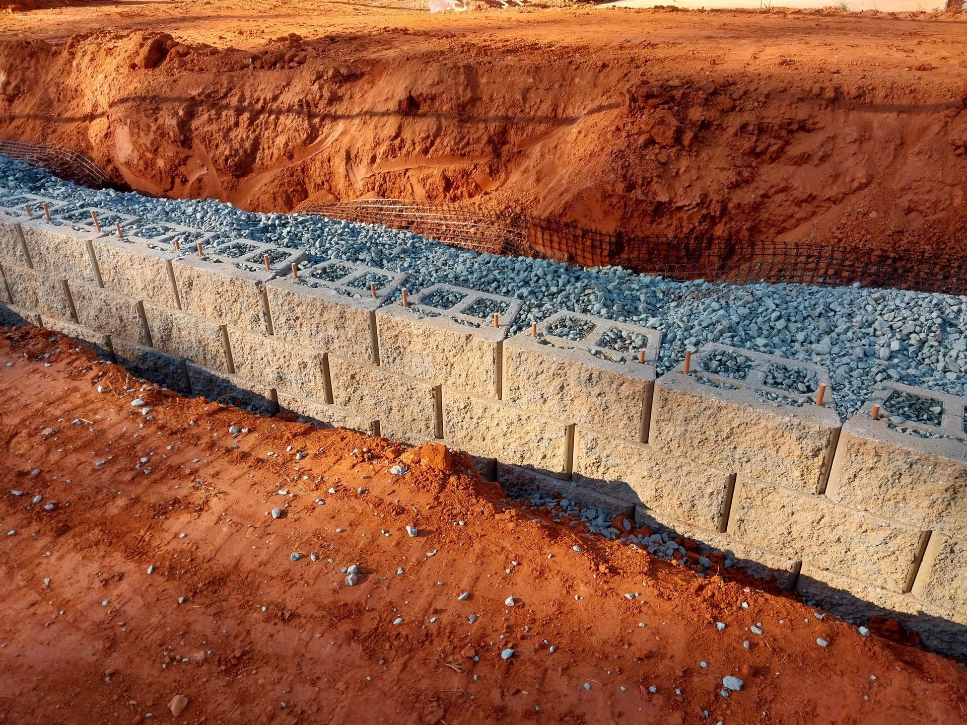 Retaining wall drainage installation