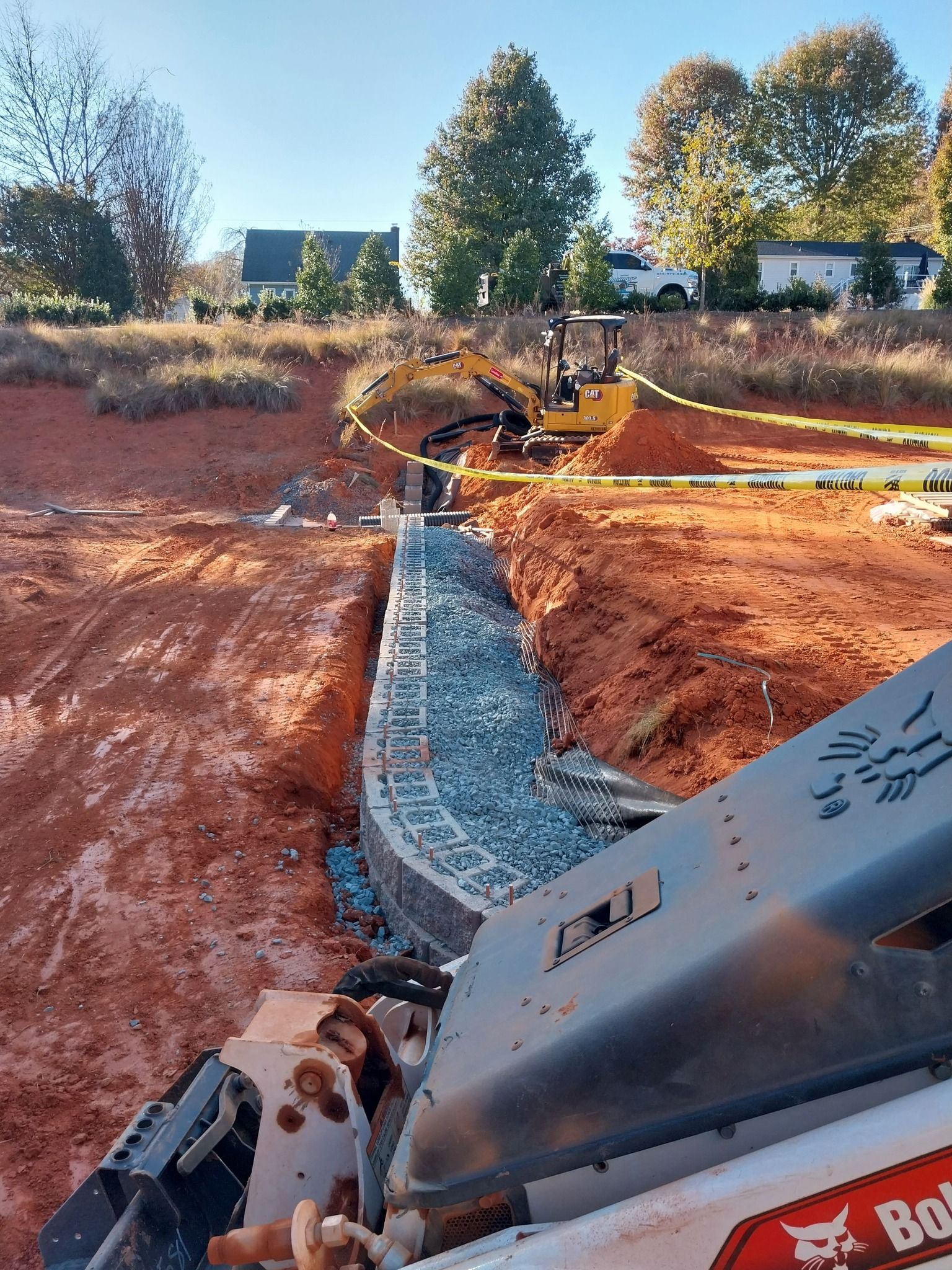 Retaining wall picture before completion