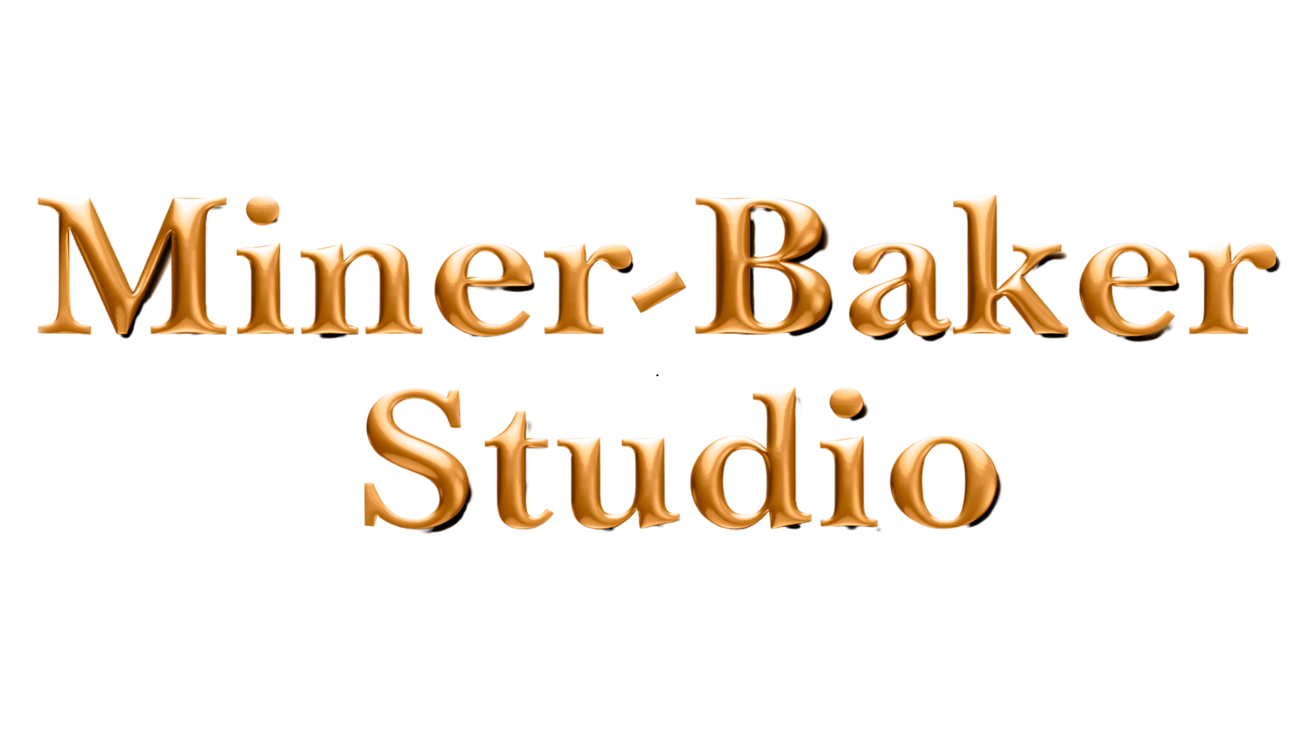 The word miner baker studio is written in gold on a black background