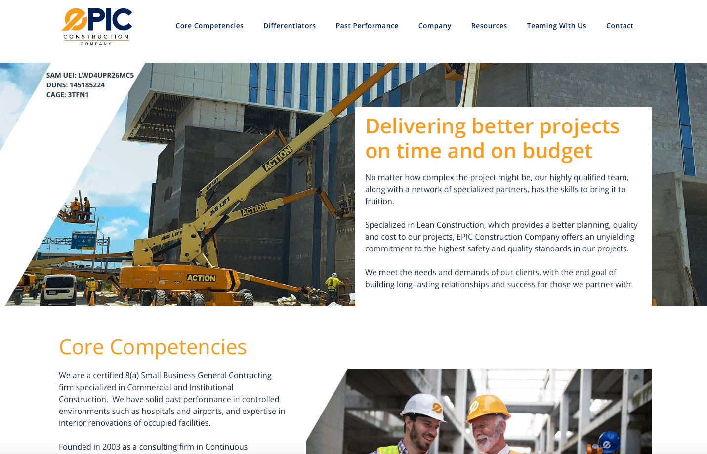 EPIC CONSTRUCTION's website