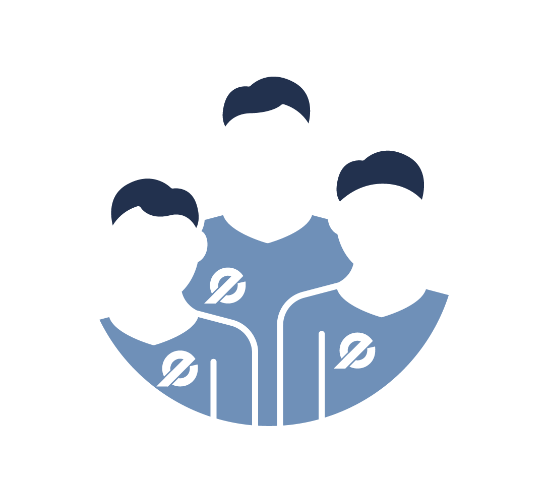 A group of three men are standing next to each other in a circle.