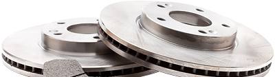 Two silver brake rotors. | Auto Source Of West Michigan
