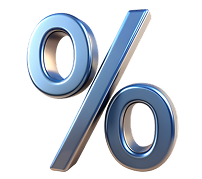 Blue 3D percent sign, a symbol for percentage. | Auto Source Of West Michigan