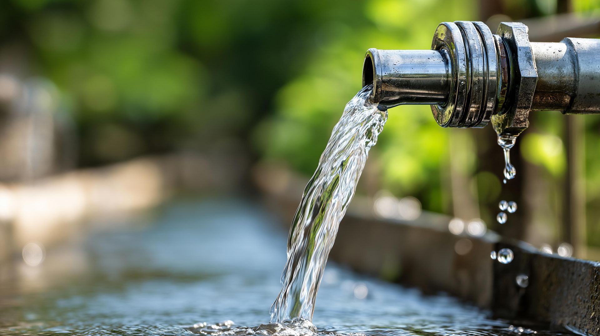 Clean groundwater streaming from a rural tap, highlighting reliable local water well services.