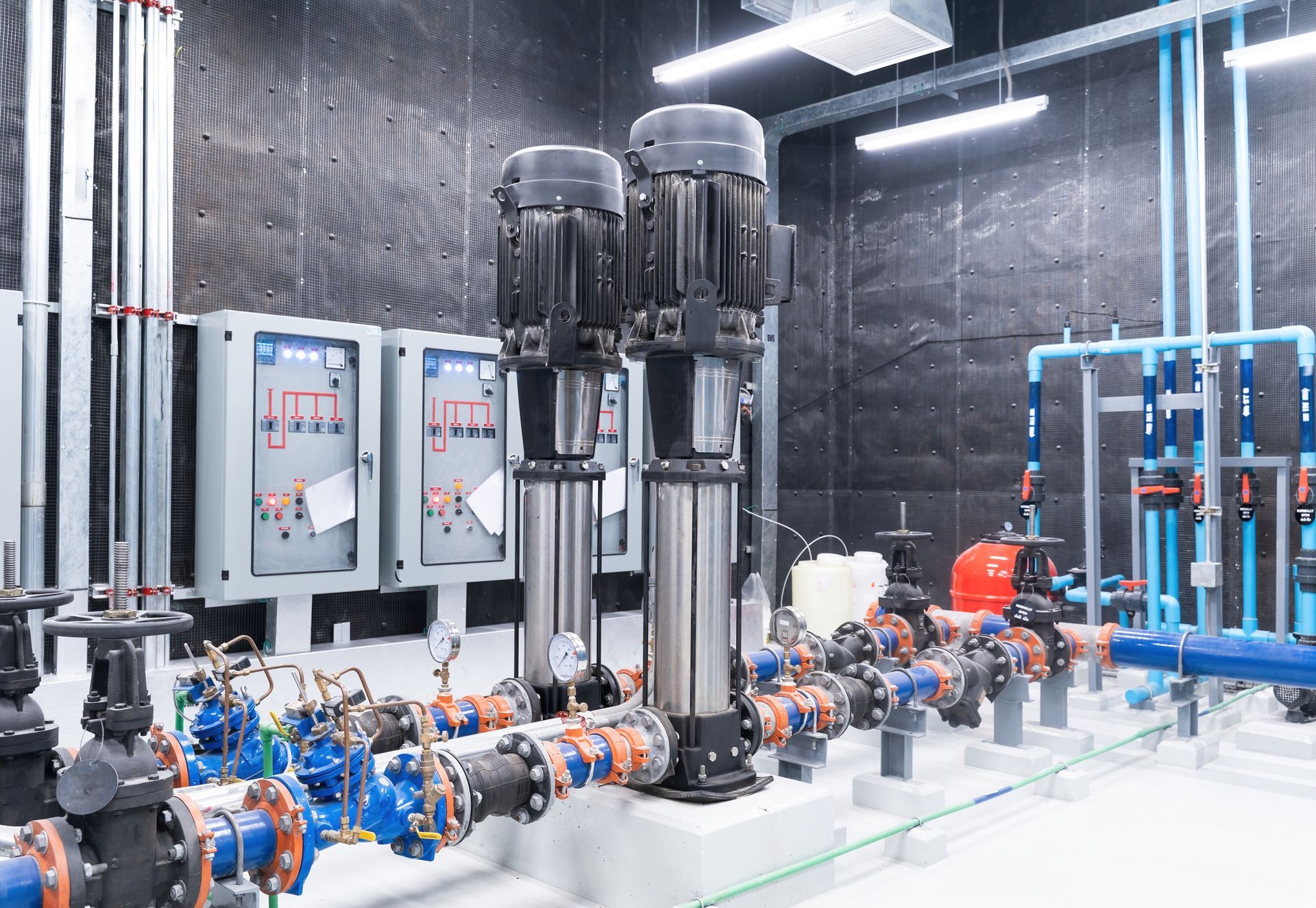 Motor pump room and water pipe system for industrial Motor pump room and water pipe system for industrial