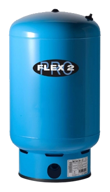 A blue flex 2 water tank on a white background