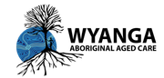 The wyanga aboriginal aged care logo has a tree with roots coming out of it.