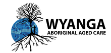 The wyanga aboriginal aged care logo has a tree with roots coming out of it.