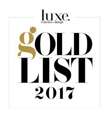 It is a gold list logo for luxe interiors and design.