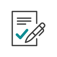 Document avec coche et stylo.