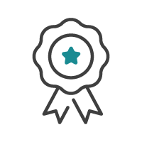 Insigne de récompense avec étoile bleu sarcelle.