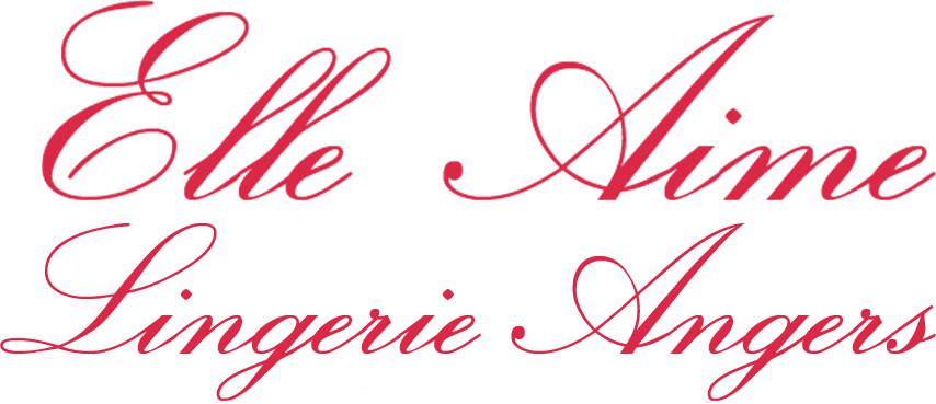 Le logo de la marque de lingerie Elle Aime Angers est rouge sur fond blanc