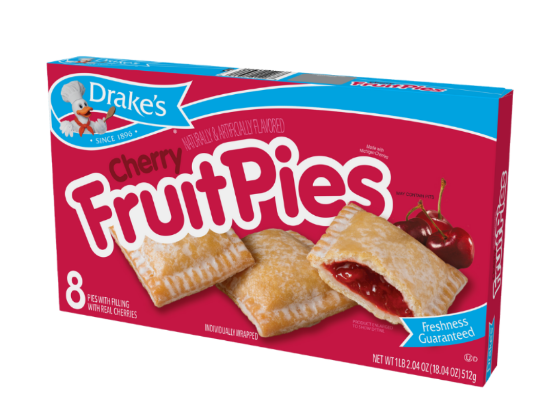 Two boxes of fruit pies are sitting next to each other on a white background.