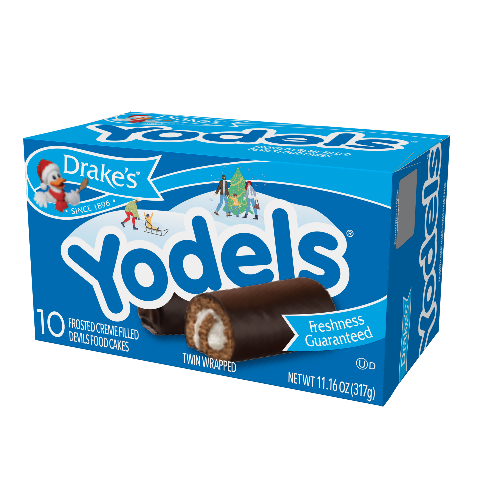 A box of drake 's yodels chocolate covered rolls