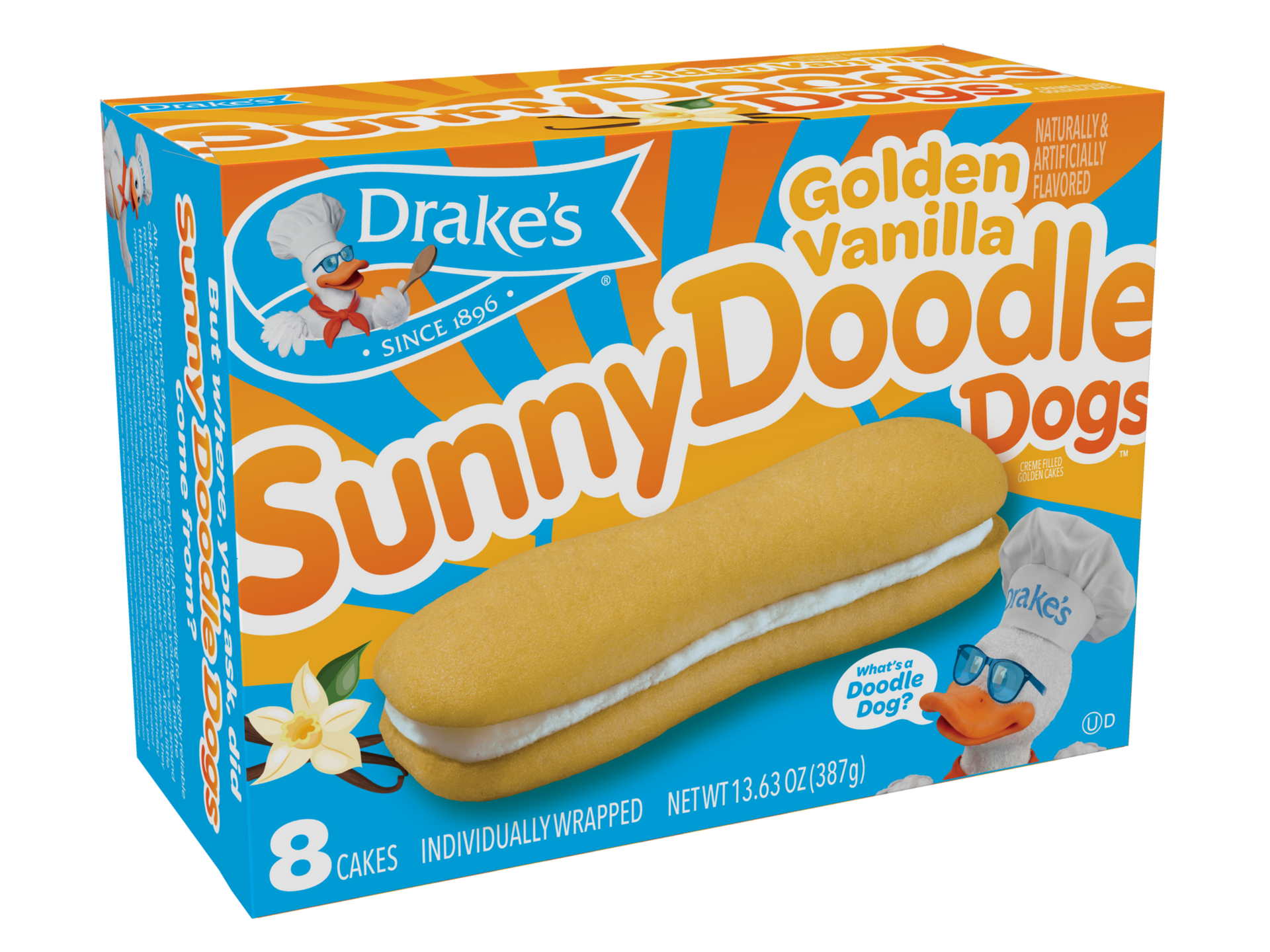 A box of Drake's Mochaccino Devil Dogs snack cakes featuring the product name in large red letters