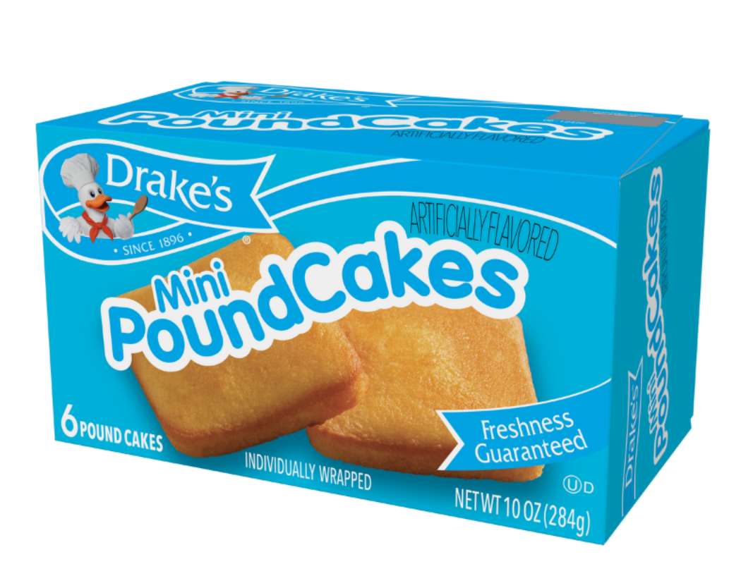 A box of drake 's mini pound cakes