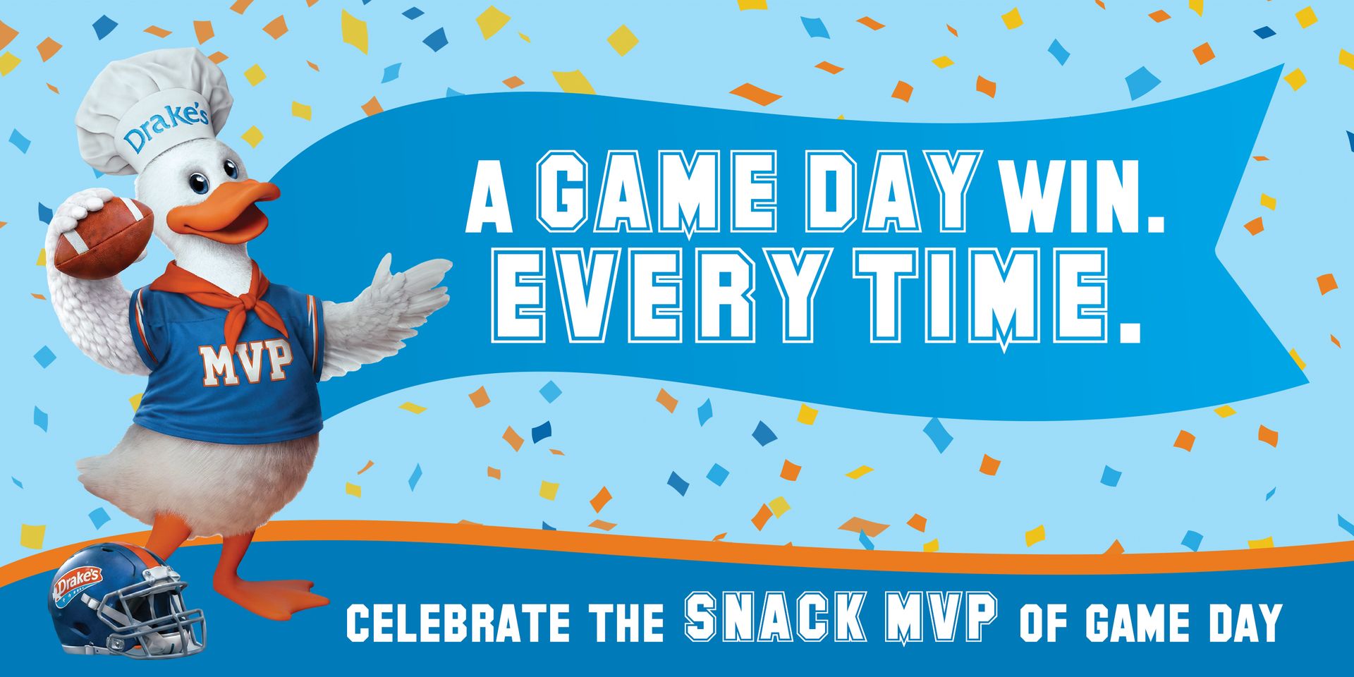 game day banner with webster the duck holding a football