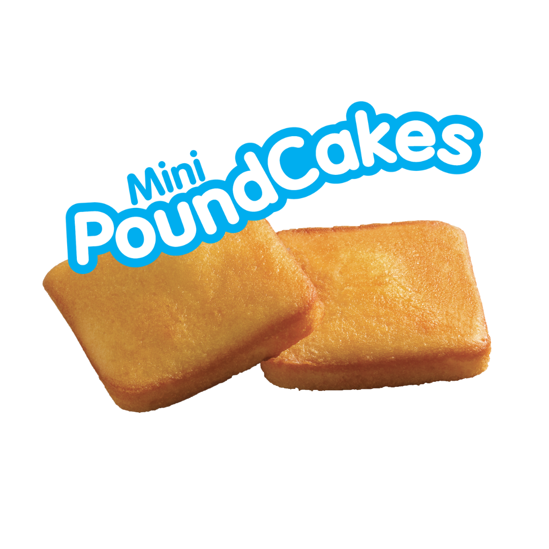 Two mini pound cakes on a white background