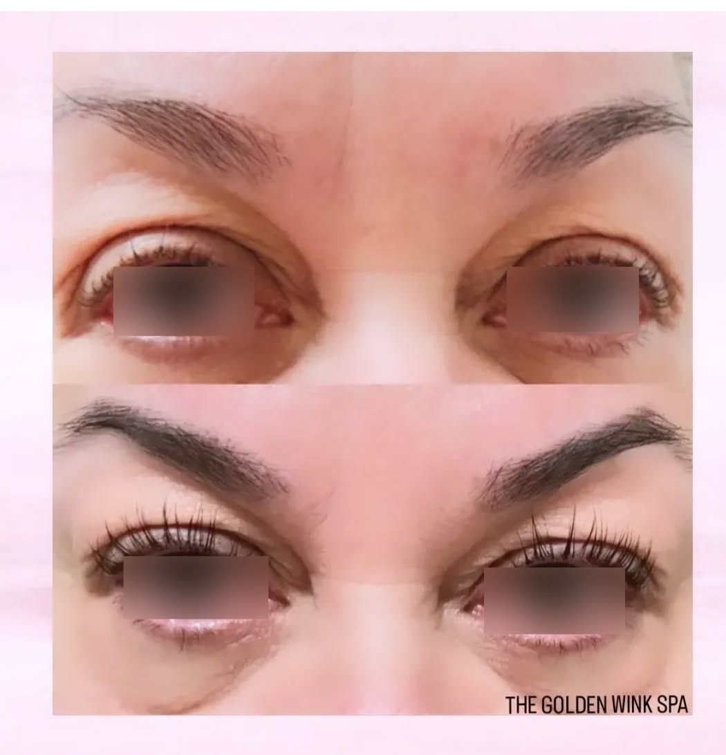 A before and after photo of a woman 's eyebrows.