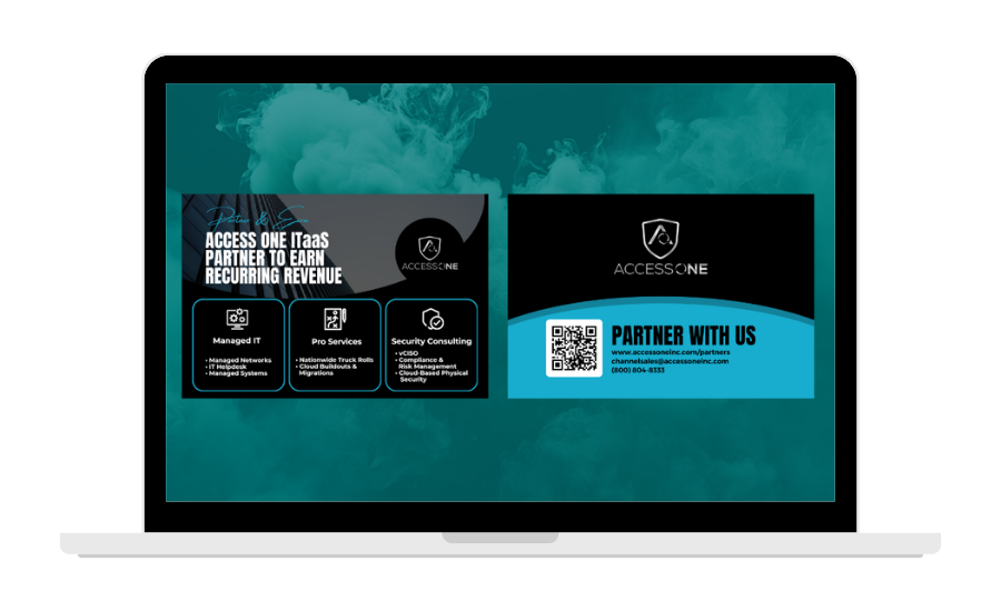 Laptop screen displaying business cards,