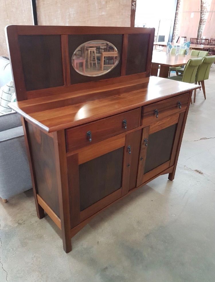 A Wooden Dresser With Drawers And A Mirror On Top Of It — Envisage Furniture in Kialla, VIC