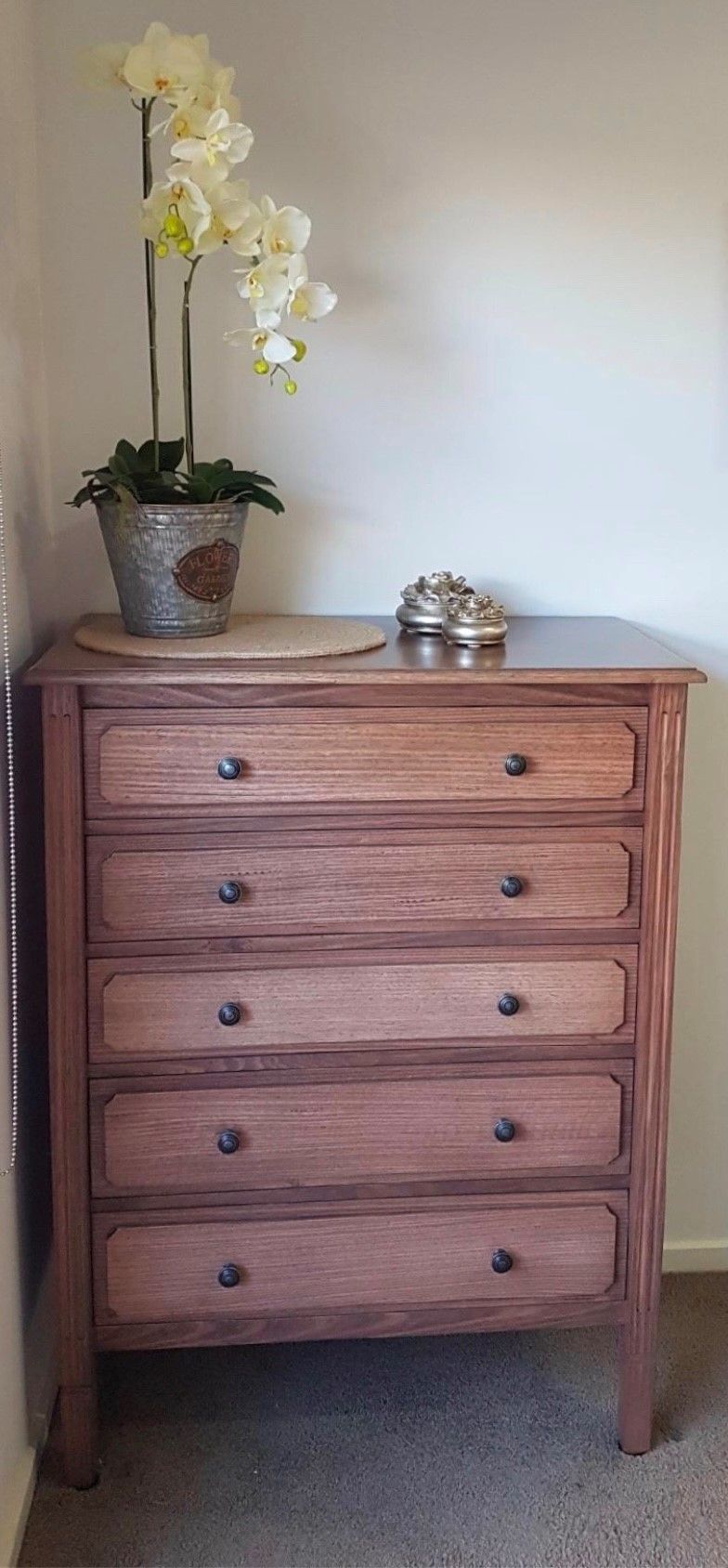 A Wooden Chest of Drawers Sits Next to a Nightstand — Envisage Furniture in Kialla, VIC